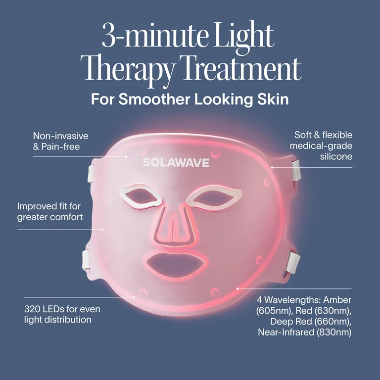 Solawave Wrinkle Retreat Pro Light Therapy Face Mask for Smoother-Looking Skin (3-Min) | Walmart (US)