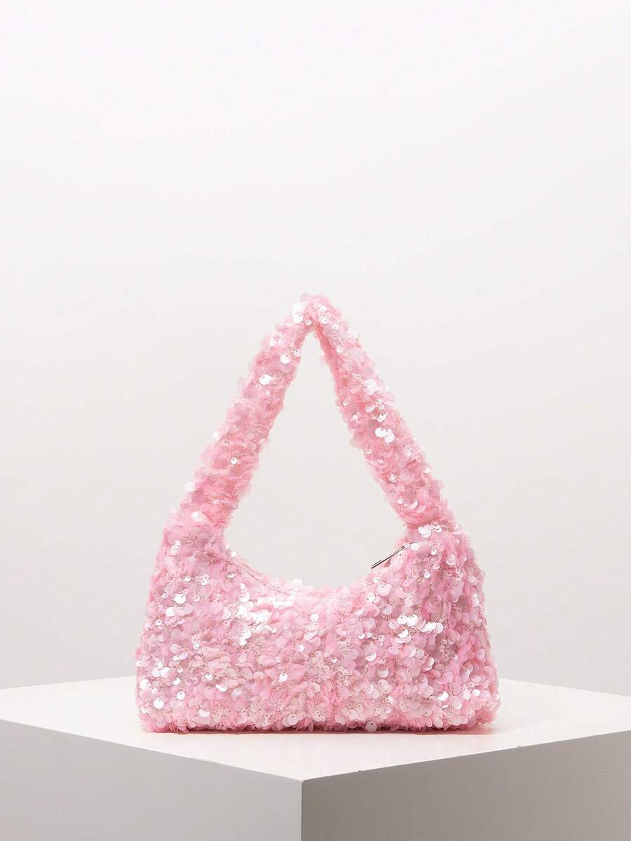 Sequin Shoulder Bag, Sparkling Prom Bag, Bridal Party Accessories, Elegant Women's Bag For Weddin... | SHEIN