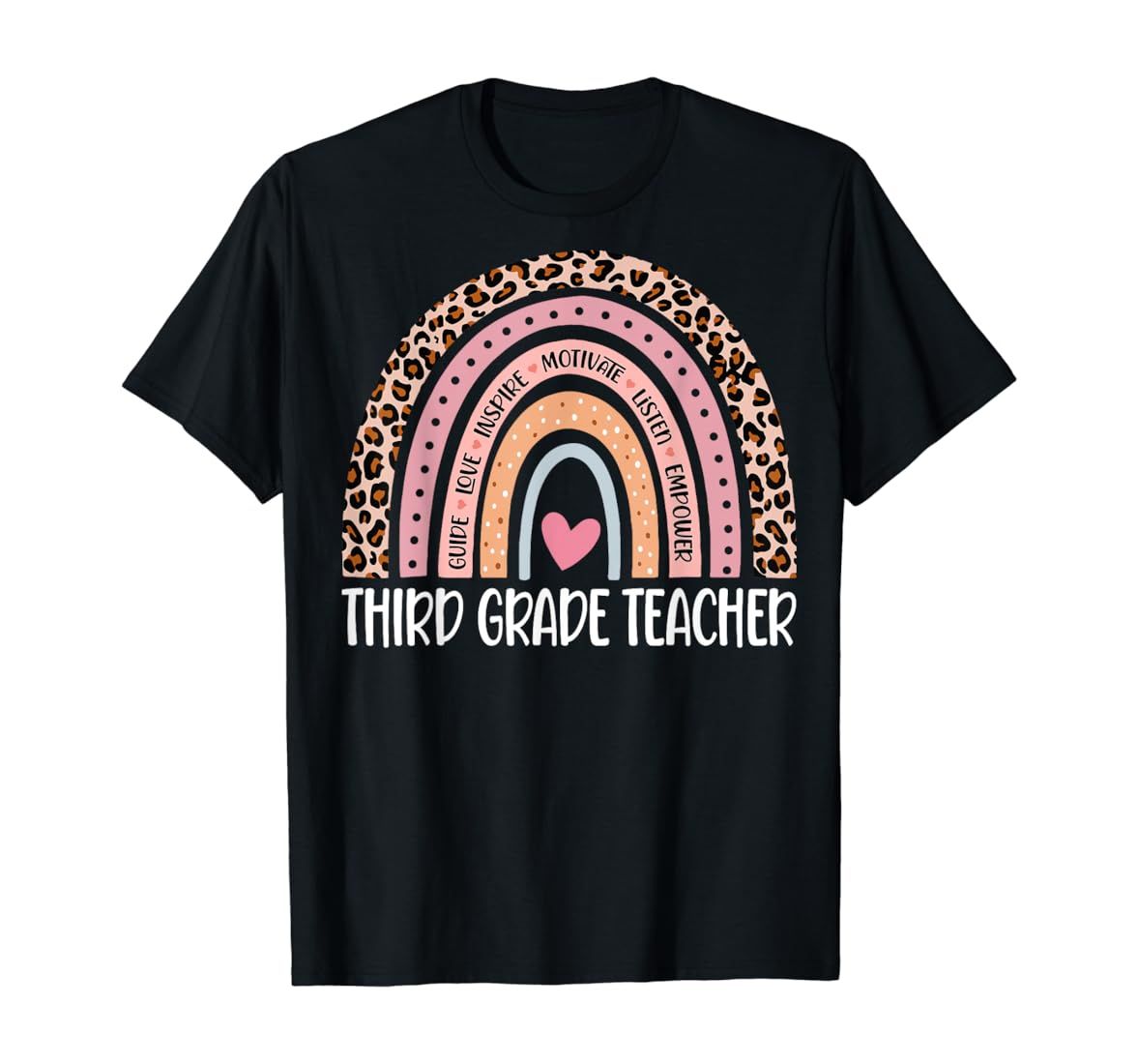 Funny Third Grade Teacher Rainbow Leopard Print Teacher T-Shirt | Amazon (US)