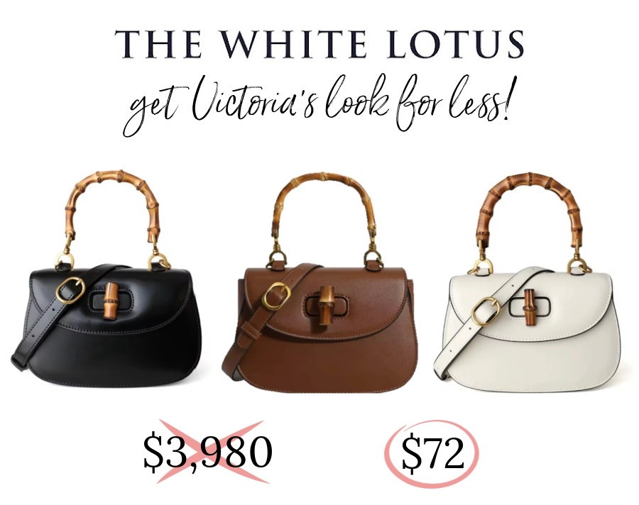 Love this bamboo handle bag that Victoria Ratliff wears in the white lotus - get her look for under $75!

Summer handbag 
Gucci 1947 look for less 
Crossbody bag white bag brown bag black bag 

#LTKSeasonal #LTKFindsUnder100 #LTKItBag