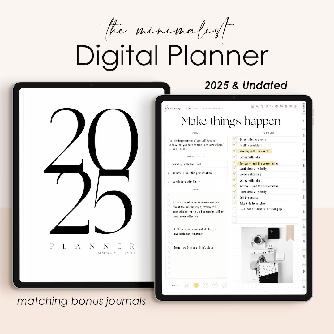 Digital Planner 2025, Minimalist Digital Planner, iPad Planner, Goodnotes Planner, Digital Journa... | Etsy (US)