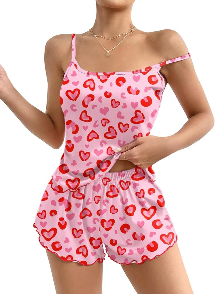 Ekouaer Womens Cami Pajama Sets 2 Piece Cute Print Pjs Soft Tank Top & Elastic Waist Shorts Camis... | Amazon (US)