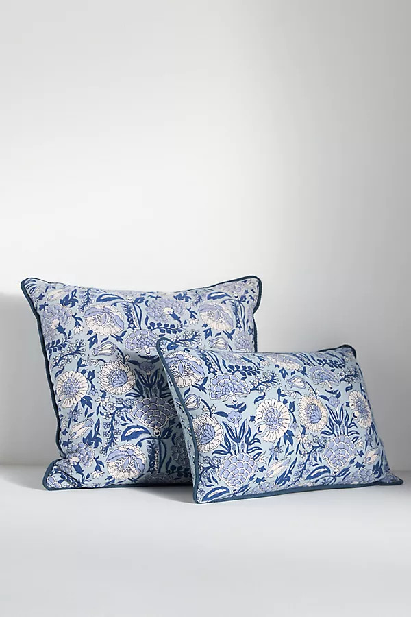 Cotton Mix Print Floral Pillow | Anthropologie (US)