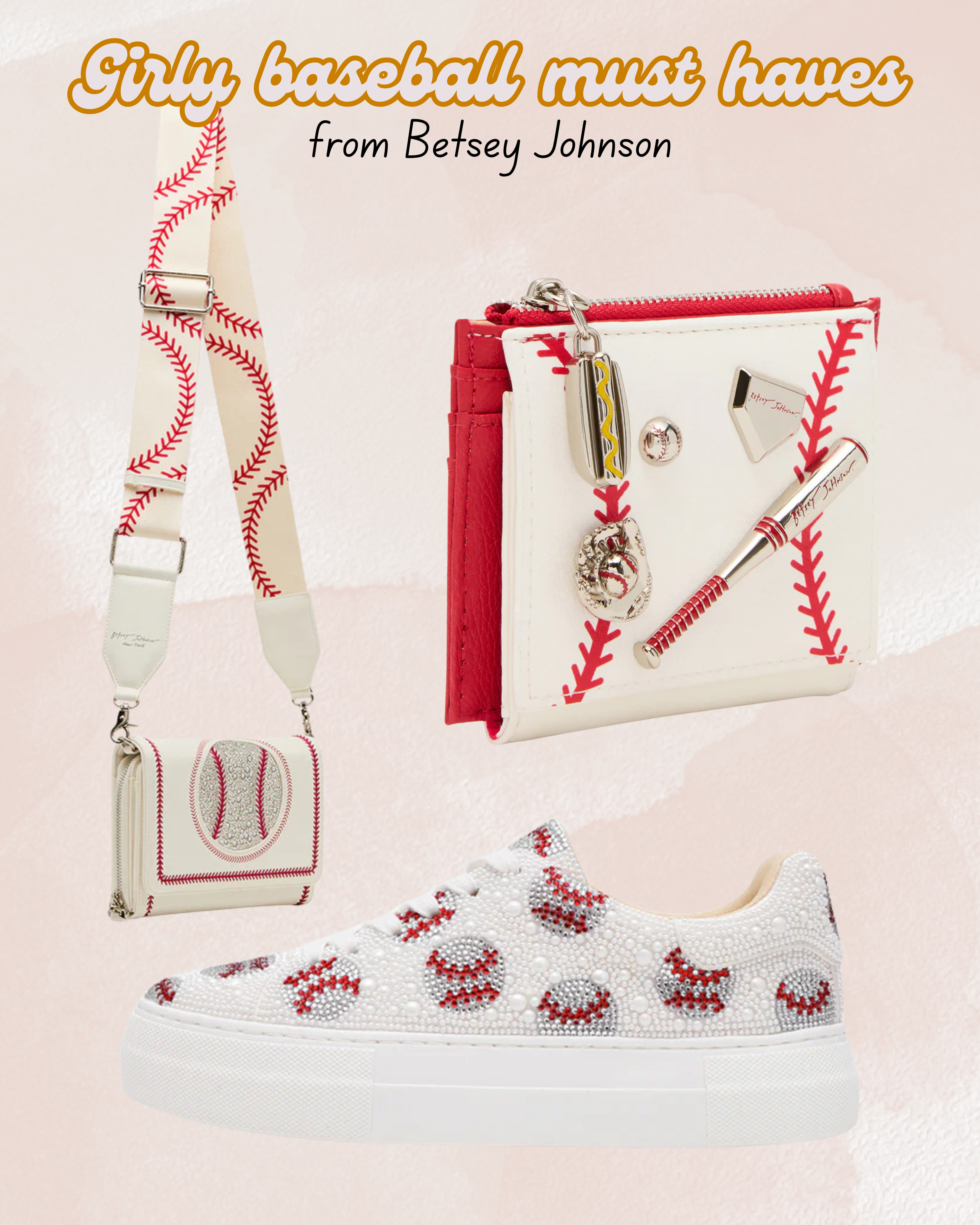 Are you a Baseball mom looking for cute and fun outfit ideas? Betsey Johnson makes the cutest accessories, perfect for any team colors. I love the baseball purse with the strap, probably my favorite. 

 

#LTKmomlife #LTKSeasonal #LTKActive