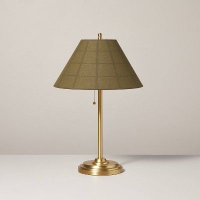 23" Plaid Shade Metal Table Lamp Brass/Green - Hearth & Hand™ with Magnolia | Target