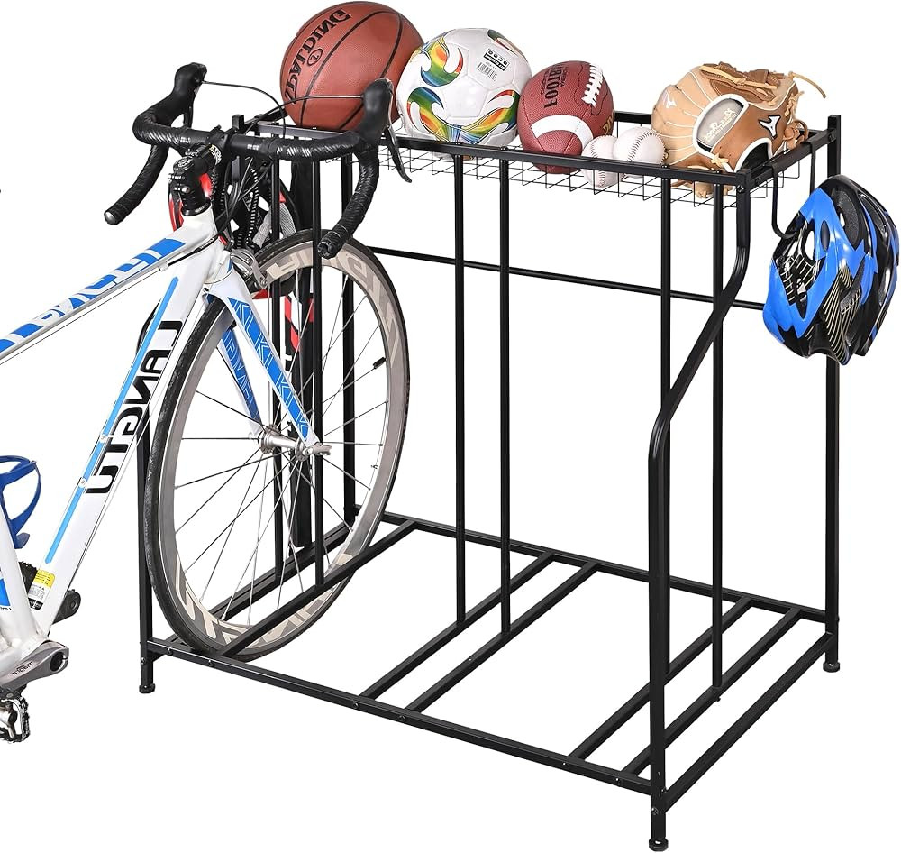 Mythinglogic Garage Bike Rack Storage Organizer,3 Bike Floor Parking Stand for Garage Organizer, ... | Amazon (US)