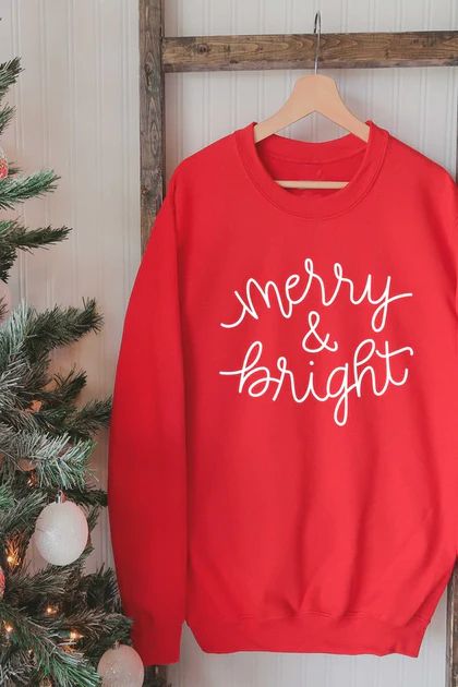 Merry And Bright Sweatshirt - Red | Stella Clothing Boutique