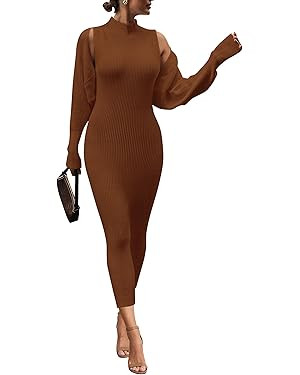 PRETTYGARDEN Womens Fall 2 Piece Outfits Bodycon Maxi Tank Pullover Sweater Dress And Long Sleeve... | Amazon (US)