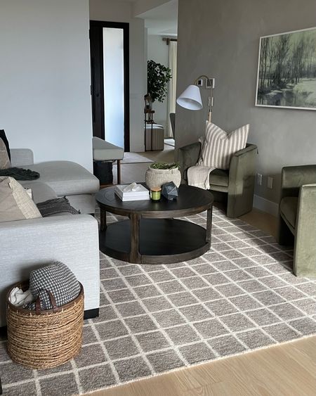 Polly rug 40% off. Chris loves Julia rug. Checkered area rug. Wool area rug. Velvet chairs. Round coffee table. Living room. Home decor. Target finds. Wayfair. Frame tv  

#LTKstyletip #LTKFind #LTKhome