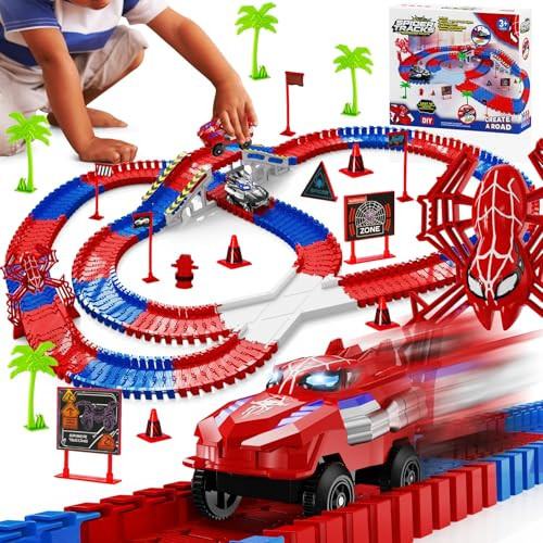 Ancitoy Spider Race Track Toy for Boys 4-6, Race Car Set with 2 Spider Cars, DIY Flexible Tracks Playset, Toddler STEM Building Toys for Girls, Christmas, Birthday Gift for Kids Ages 3+ | Amazon (US)