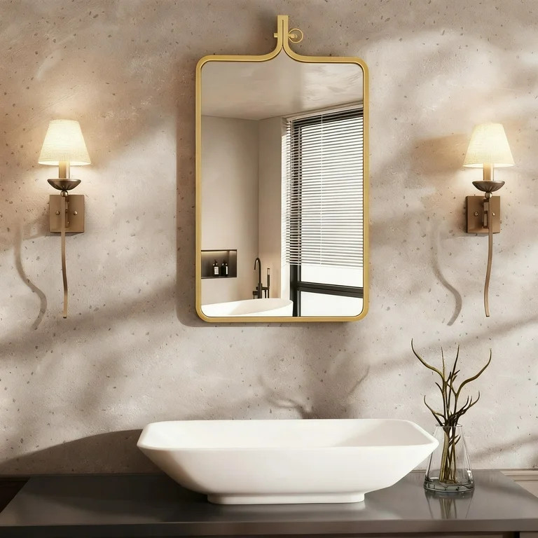 Goosiay 20" x 35" Gold Mirror, Wall Mirror with Luxury Metal Frame, Rust-Resistant & Moisture-Pro... | Walmart (US)
