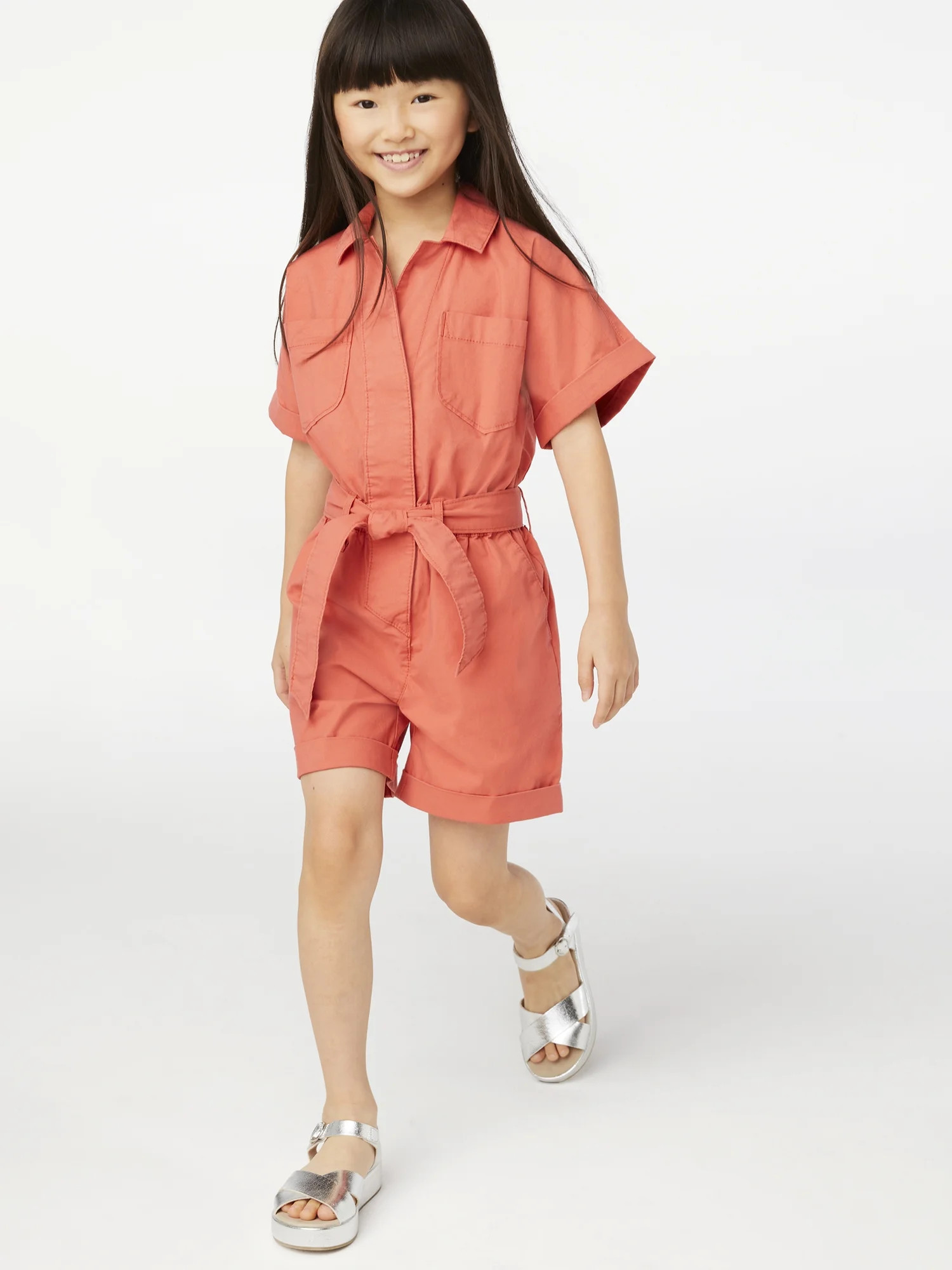 Free Assembly Girls' Belted Safari Jumpsuit, Sizes 4-18 | Walmart (US)
