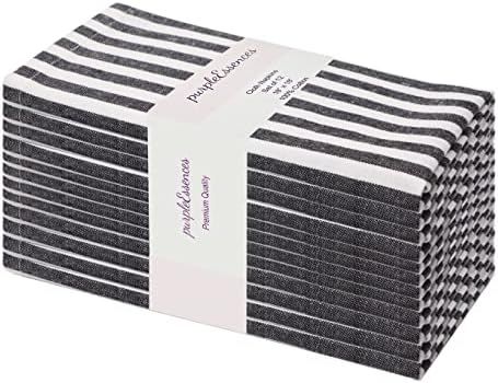 PurpleEssences Set of 12 Stripe Cloth Dinner Napkins 100% Cotton - Perfect Everyday Use Table Linen  | Amazon (US)