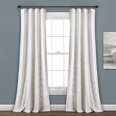 Lush Decor White Chenille Chevron Window Curtain Panel Pair (84" x 40") | Amazon (US)