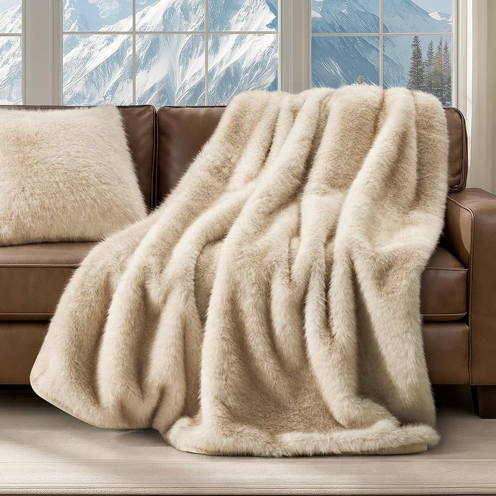 EVERGRACEHOME Luxury Faux Fur Throw Blanket, Soft Fluffy Faux Mink Blankets for Bed, Couch, Sofa,... | Amazon (US)