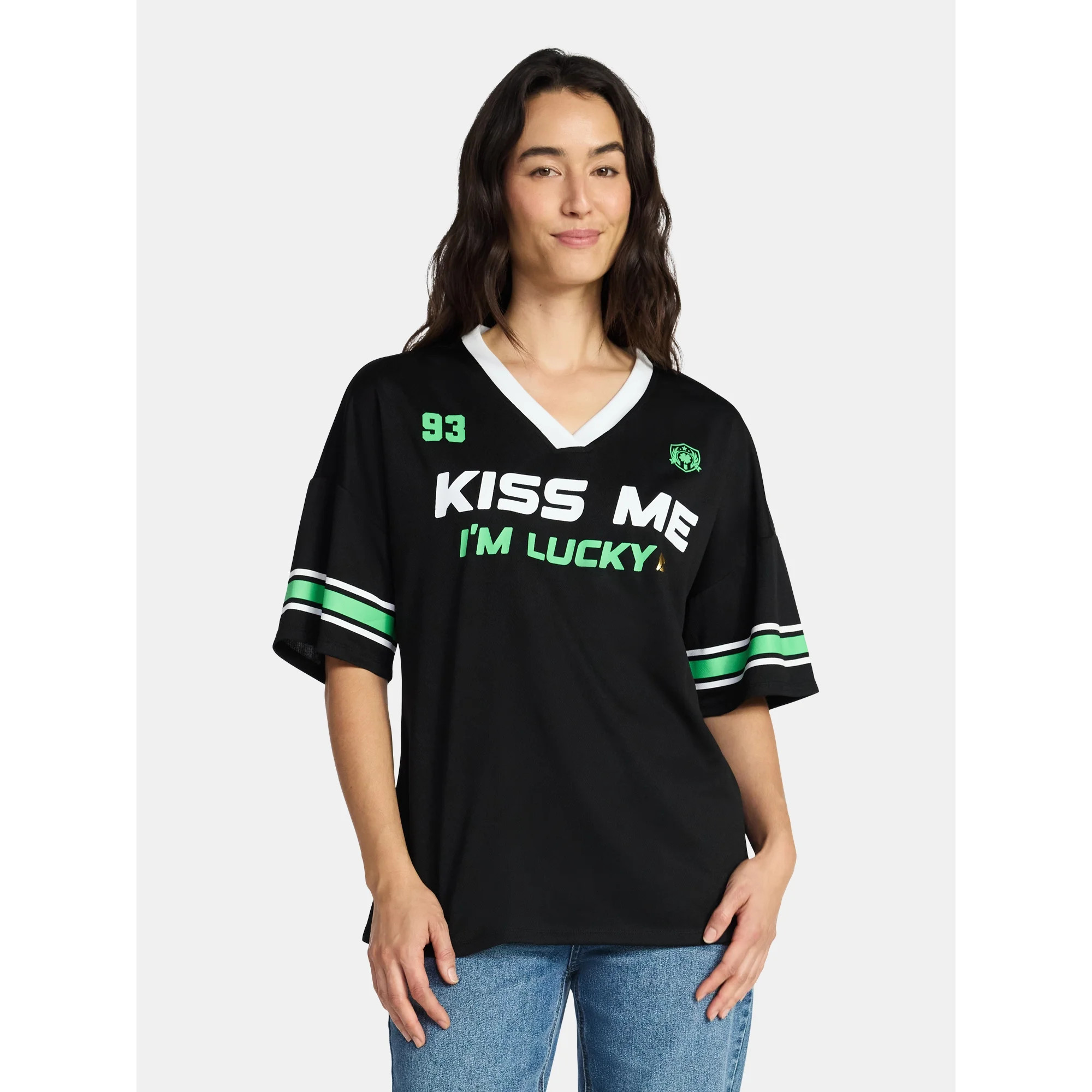 Saint Patrick's Day Women's Kiss Me Jersey with Short Sleeves from Holiday Time, Sizes XXS-XXL | Walmart (US)