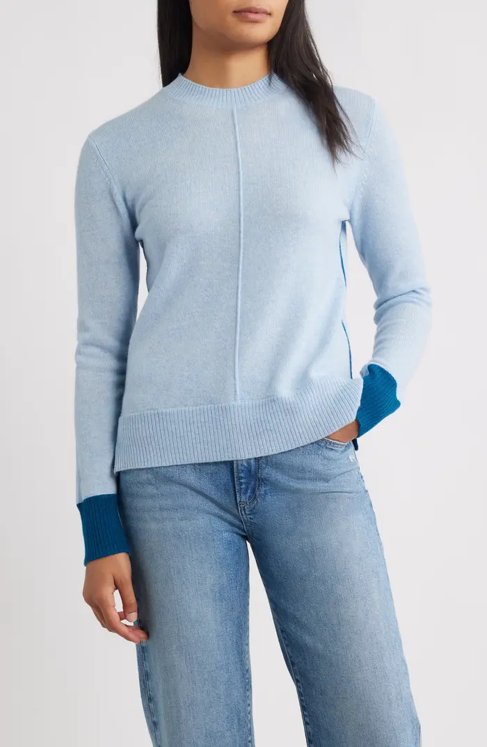 Contrast Trim Wool & Cashmere Crewneck Sweater | Nordstrom