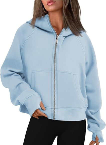 AUTOMET Womens Zip Up Cropped Hoodies Fleece Oversized Sweatshirts Full Zip Jackets Y2k Fall Clot... | Amazon (US)