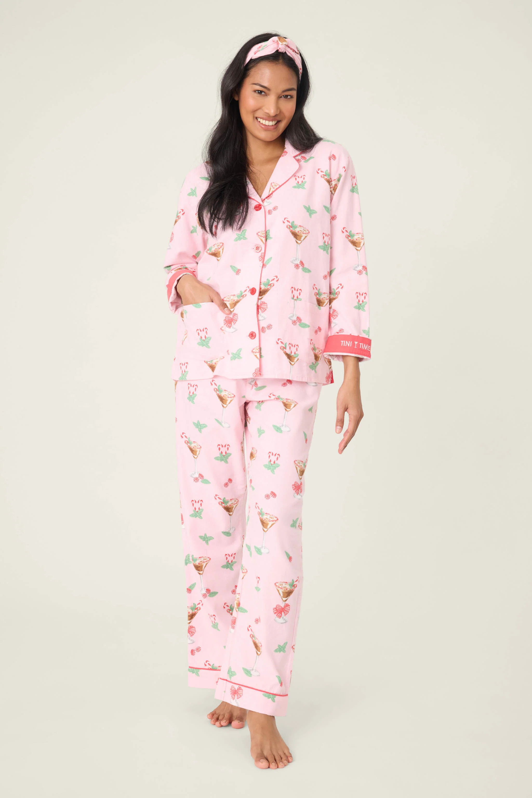 Tini Time Drink Print 3-Piece Flannel PJ Set | PJ Salvage