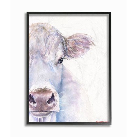 Stupell Industries Large Cow Head Animal Blue Watercolor Painting Framed Giclee Texturized Art by Ge | Walmart (US)