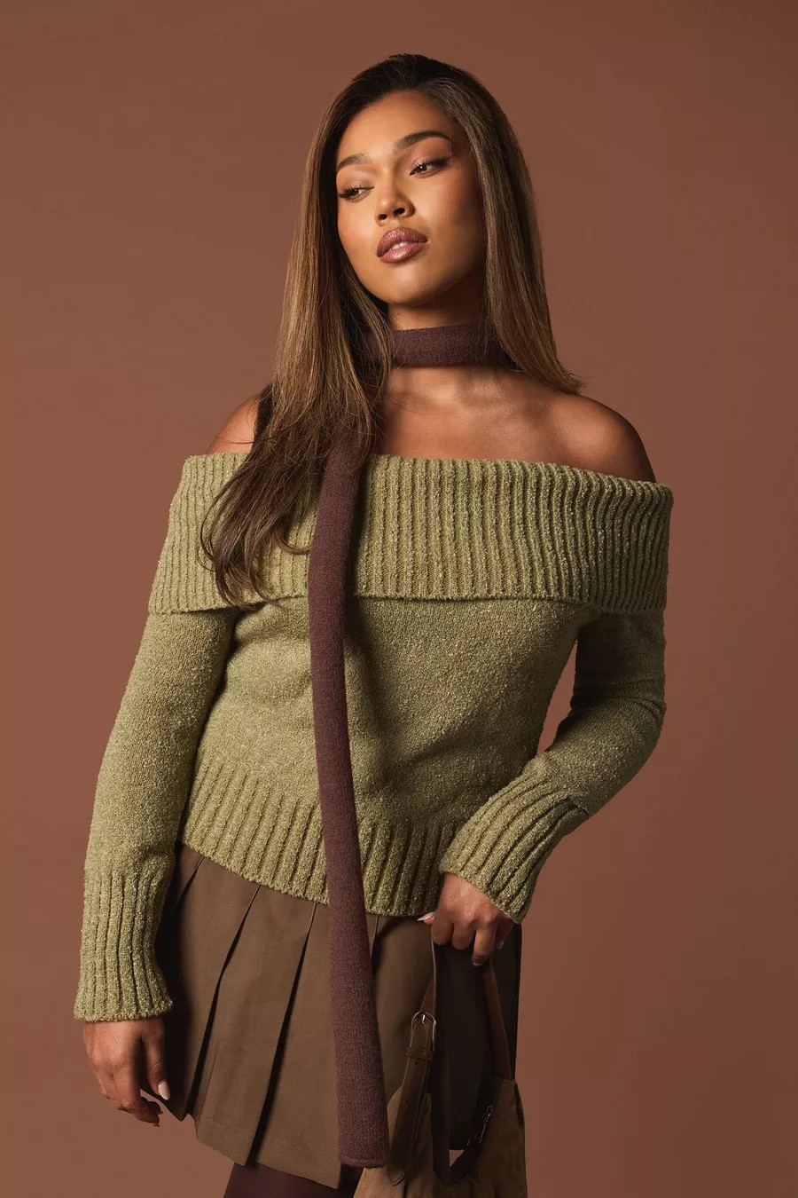 Plus Knitted Bardot Top | boohoo (US & Canada)