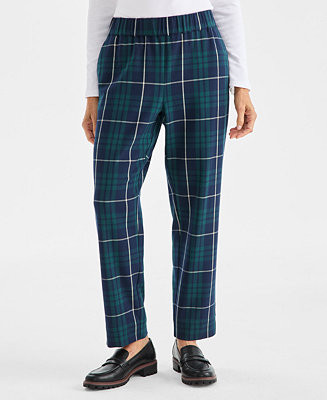 Style & Co Women's Plaid Pull-On Ankle Pants, Macy's Exclusive - Macy's | Macy's