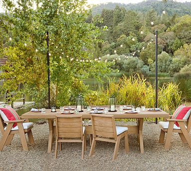 Modern Farmhouse Rectangular Extendable Dining Table + Chair Outdoor Dining Set | Pottery Barn (US)