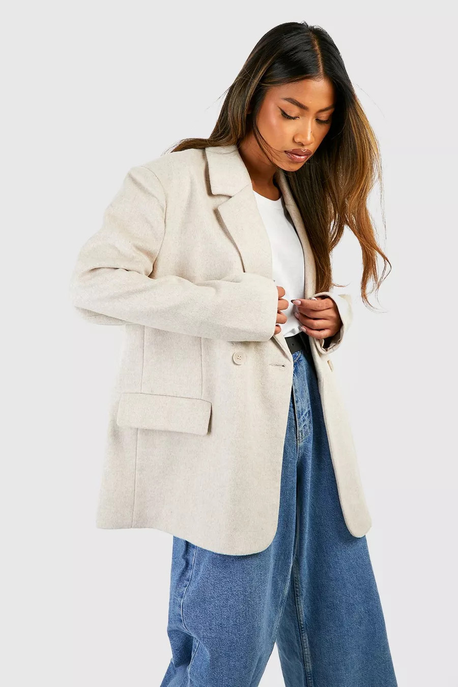 Oversized Double Breasted Wool Blazer | boohoo (US & Canada)