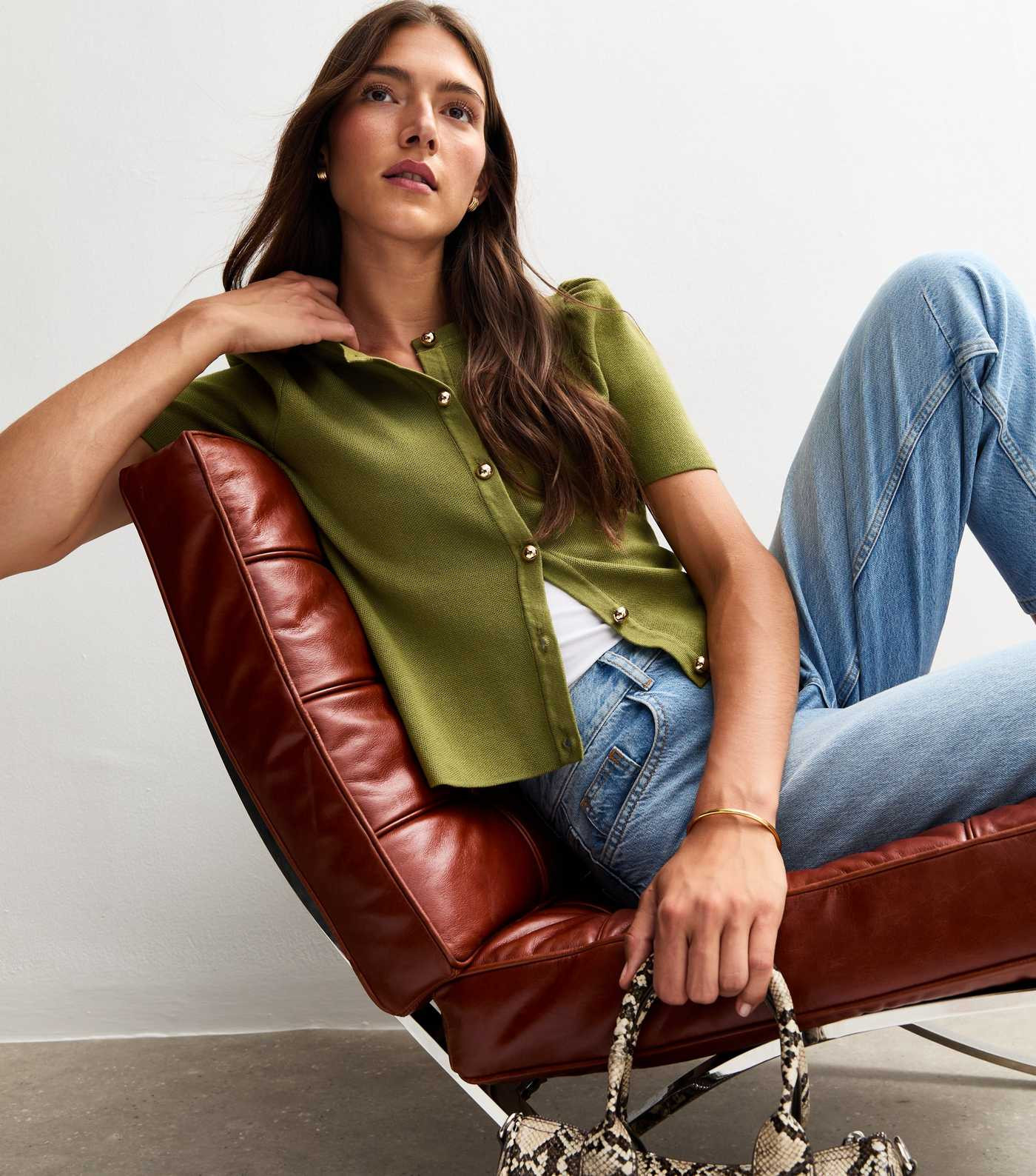 Green Short Sleeve Crew Neck Cardigan | New Look | New Look (UK)