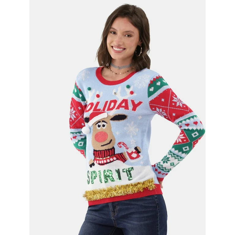 No Boundaries Christmas Sweater, Women's and Women's Plus | Walmart (US)