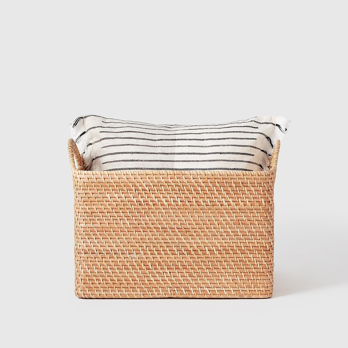 Marie Kondo Ori Rattan Honey Natural Oversized Curved Bin | The Container Store