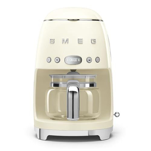 Smeg 50's Retro Style Aesthetic Drip Coffee Machine with 10 Cup Glass Carafe, Auto Start Feature, Keep Warm Plate, and Two Coffee Strength Settings (Cream) | Amazon (US)