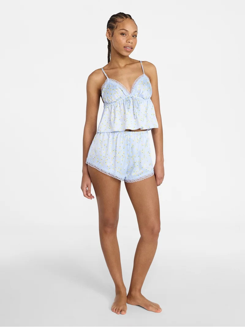 No Boundaries Satin Cami and Shorts Sleep Set, 2-Piece, Women's XS-XXL | Walmart (US)