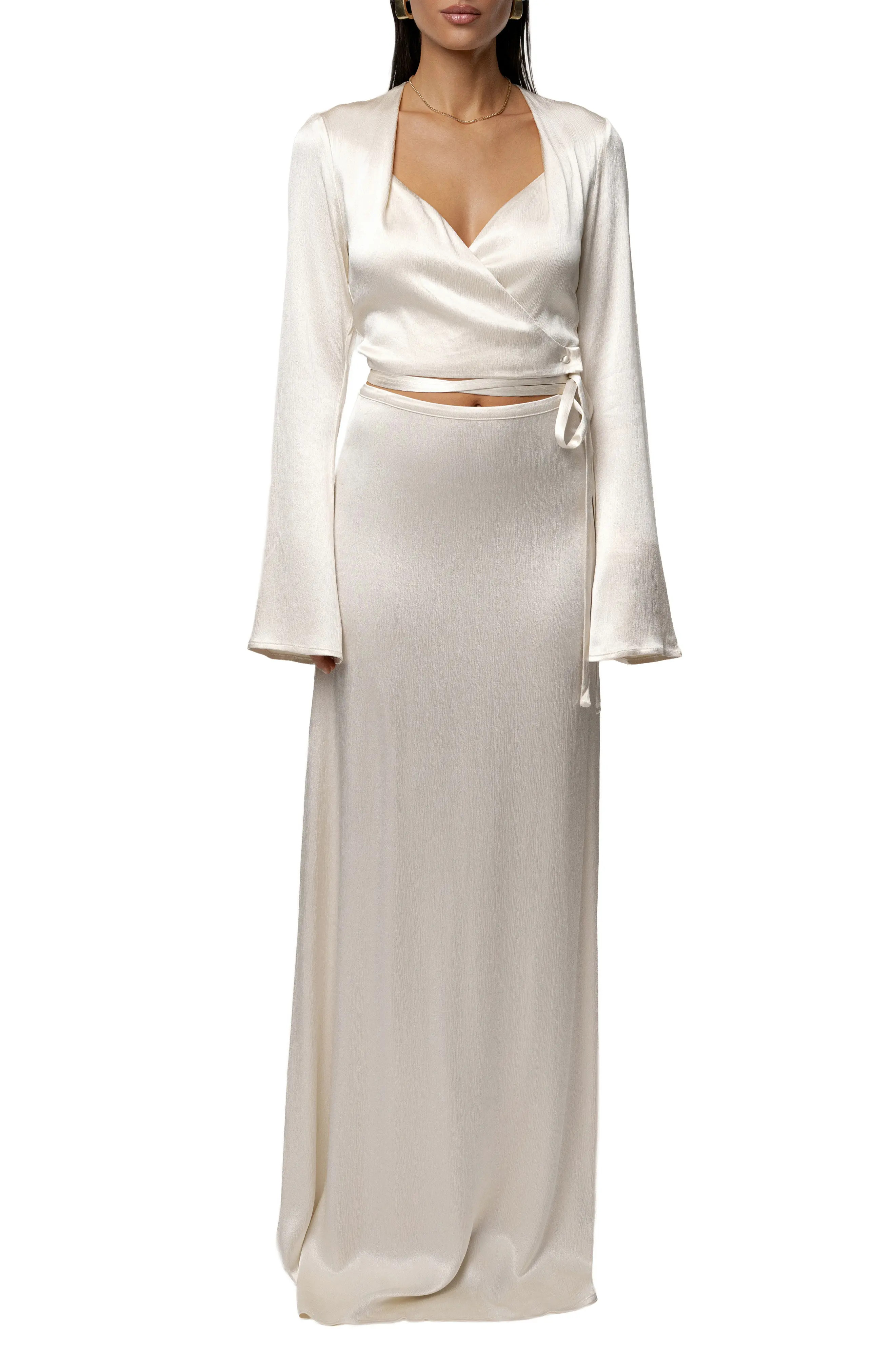 Golden Eve Satin Long Sleeve Top & Maxi Skirt Set (Women) | Nordstrom | Nordstrom