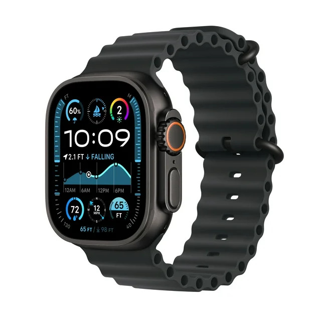 Apple Apple Watch Ultra 2 GPS + Cellular 49mm Black Titanium Case with Black Ocean Band | Walmart (US)