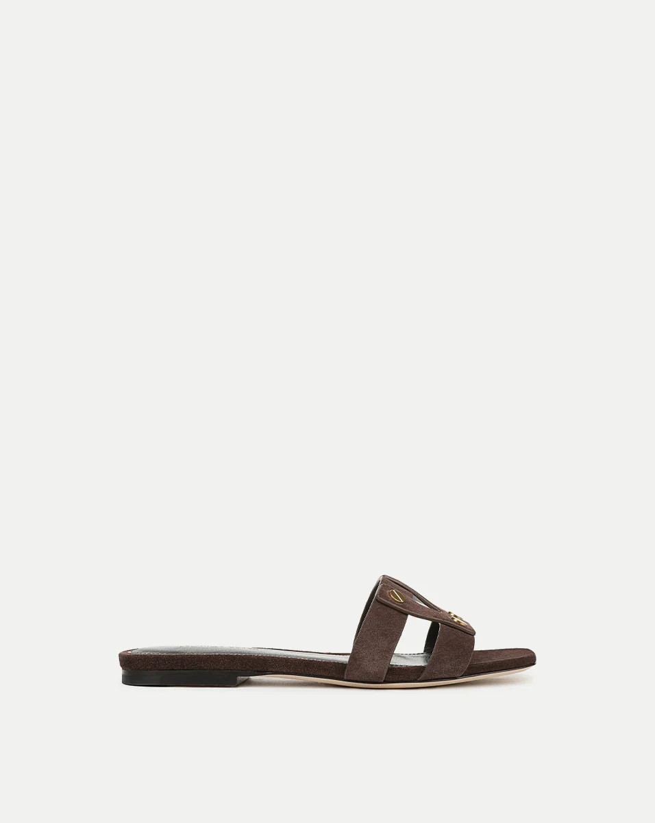 Via Slide Sandal in Brown Espresso | Veronica Beard | Veronica Beard