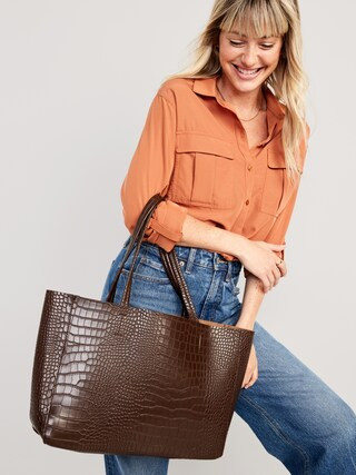 Faux Leather Tote Bag for Women | Old Navy (US)