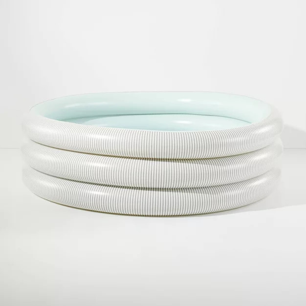 Inflatable Striped Summer Kiddie Pool Cream/Gray/Light Blue - Hearth & Hand™ with Magnolia | Target