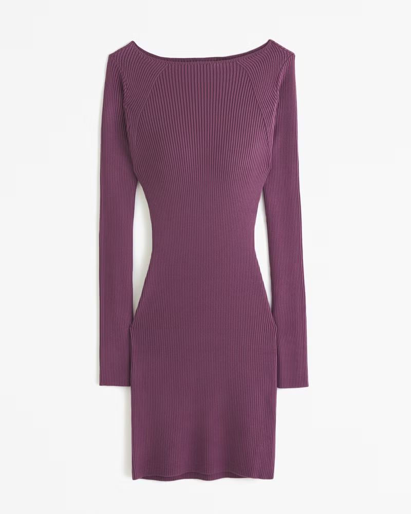 Long-Sleeve Slash Mini Sweater Dress | Abercrombie & Fitch (US)