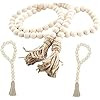 fairy maker Wood Bead Garland Set,3 pcs Farmhouse Rustic Country Beads with Tassles Wall Hanging ... | Amazon (US)