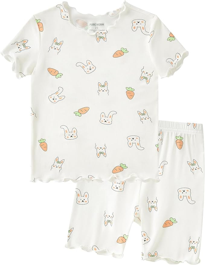 pureborn Baby Bamboo Pajamas Set Pjs - Kids Toddler Girl Snug Fit Viscose Sleepwear 2pcs 18M-7Y | Amazon (US)