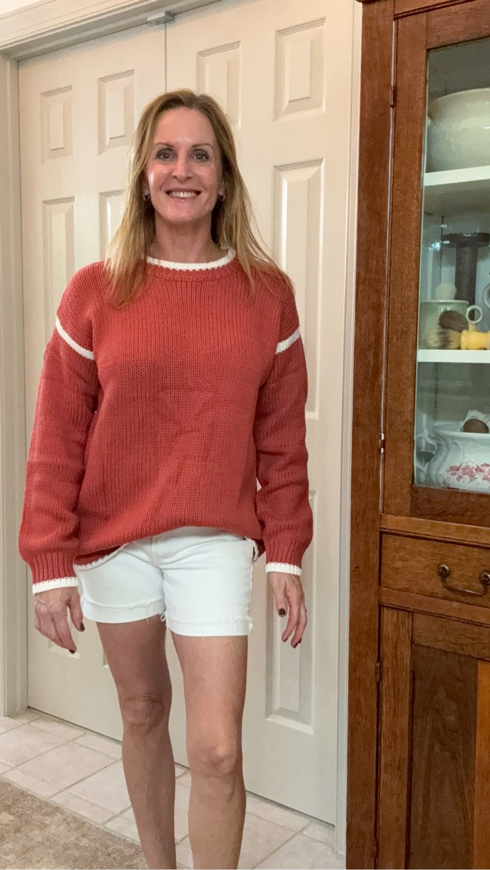 How cute is this?  This pullover sweater with the white detailing is soft, medium weight and comes in a ton of color choices.  And it’s on sale!!!
***I’m wearing a medium for reference.

#LTKOver40 #LTKSaleAlert #LTKSeasonal