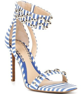 Gianni Bini x Shea Leigh Mills Carter Striped Embellished Ankle Wrap Dress Sandals | Dillard's | Dillard's