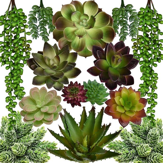 Seeko Artificial Succulents - 14 Pack - Create Realistic Succulent Arrangements, Faux Potted Succ... | Amazon (US)