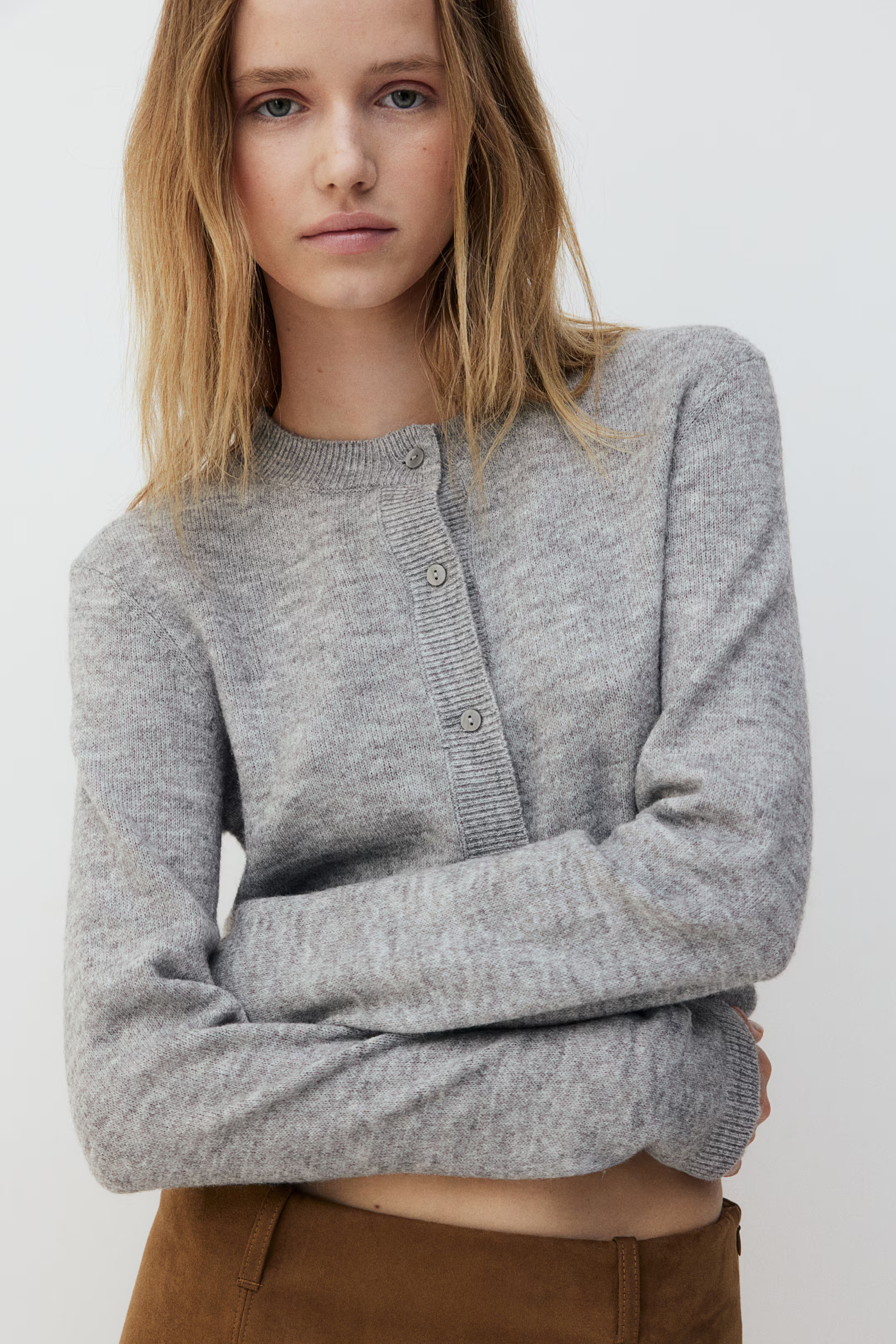 Fine-Knit Cardigan - Gray melange - Ladies | H&M US | H&M (US + CA)