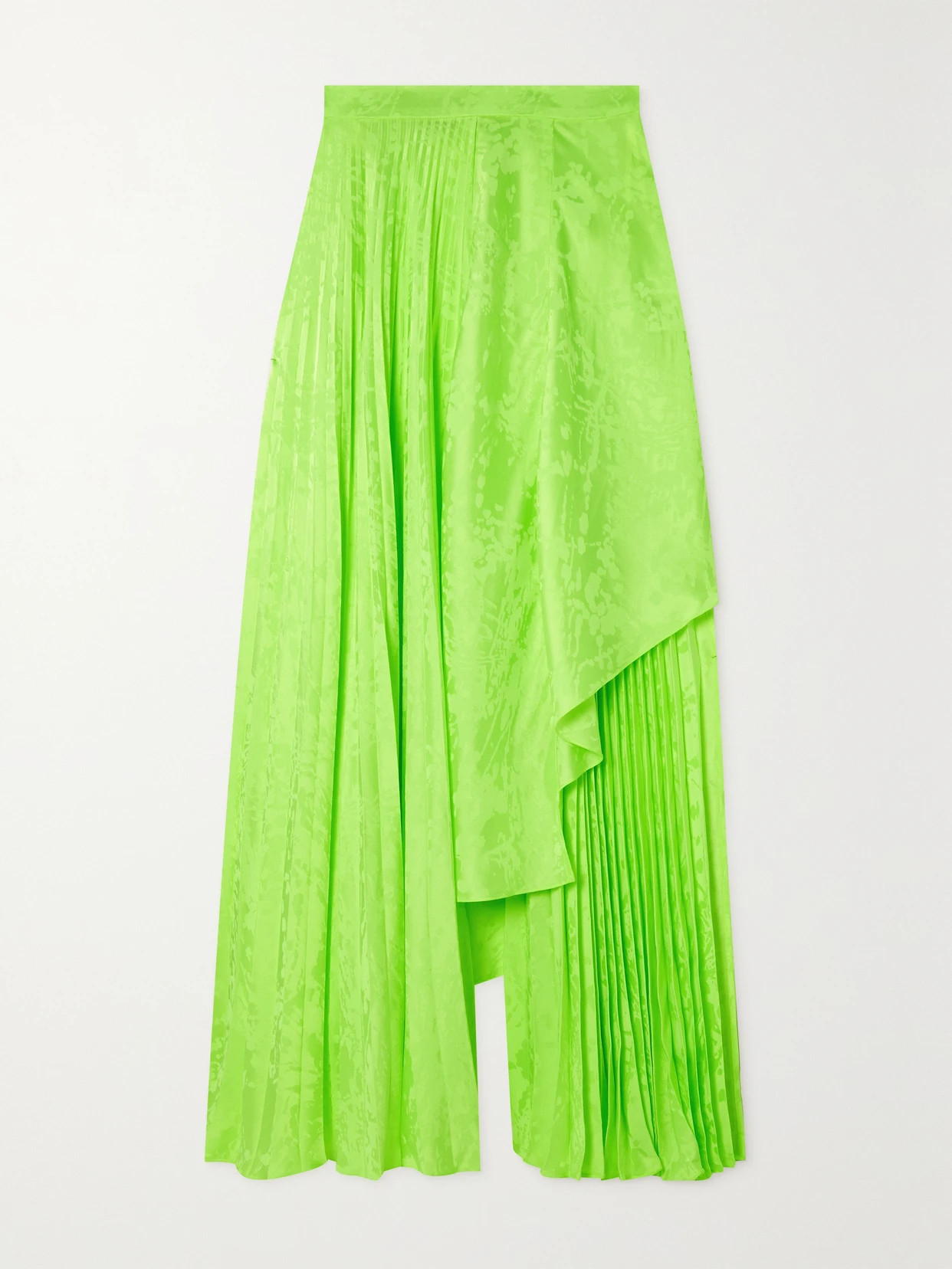 Christopher John Rogers - Asymmetric Pleated Neon Viscose Skirt - Green | NET-A-PORTER (US)