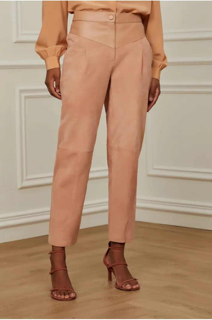 Calça De Couro Com Mix De Chamois | Animale (BR)