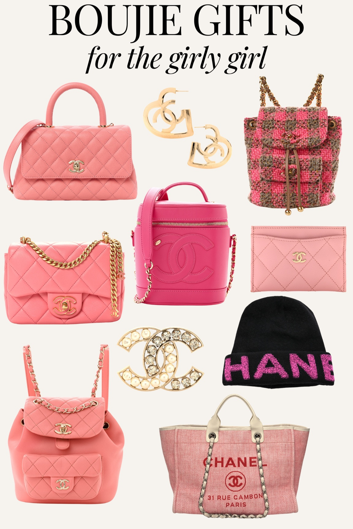 Boujie gift guide for the girly girl! Chanel gifts, pink Chanel bag, Chanel accessories, gift guide for her, splurge gift, pink gifts 

#LTKItBag #LTKHoliday #LTKGiftGuide