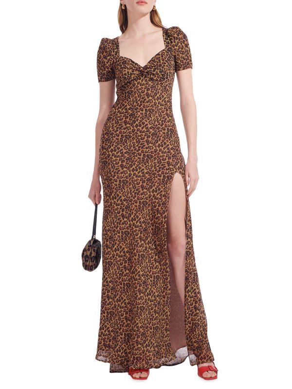 Lea Knot-Front Puff-Shoulder Maxi Dress | Saks Fifth Avenue OFF 5TH