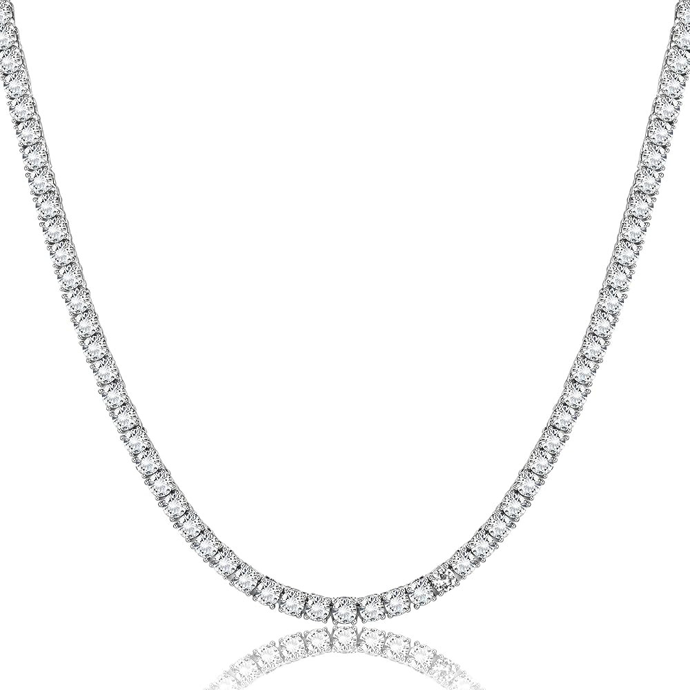 Krfy Tennis Necklace for Women Men, 18K White Gold Plated Gold Silver Tennis Diamond Necklace for Wo | Amazon (US)